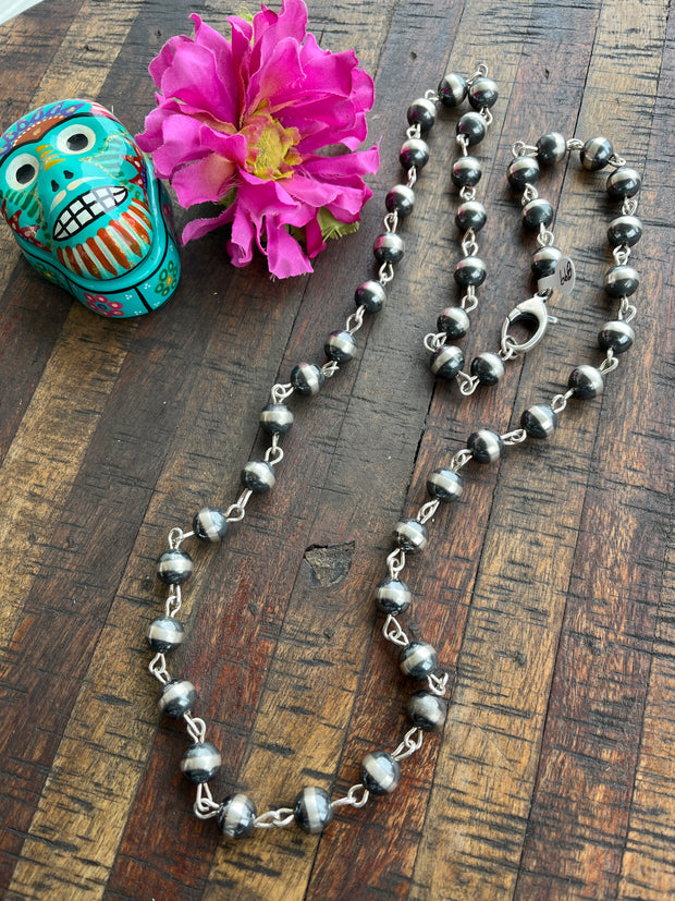 38" 12mm Navajo Pearl Rosary Necklace