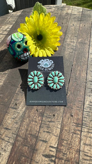 Green Kingman Turquoise Cluster Earrings