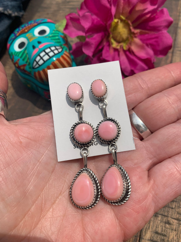 3 Stone "Cotton Candy" Earrings