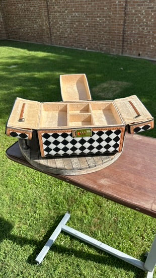 Checkerboard Cowhide and Leather Jewelry Box
