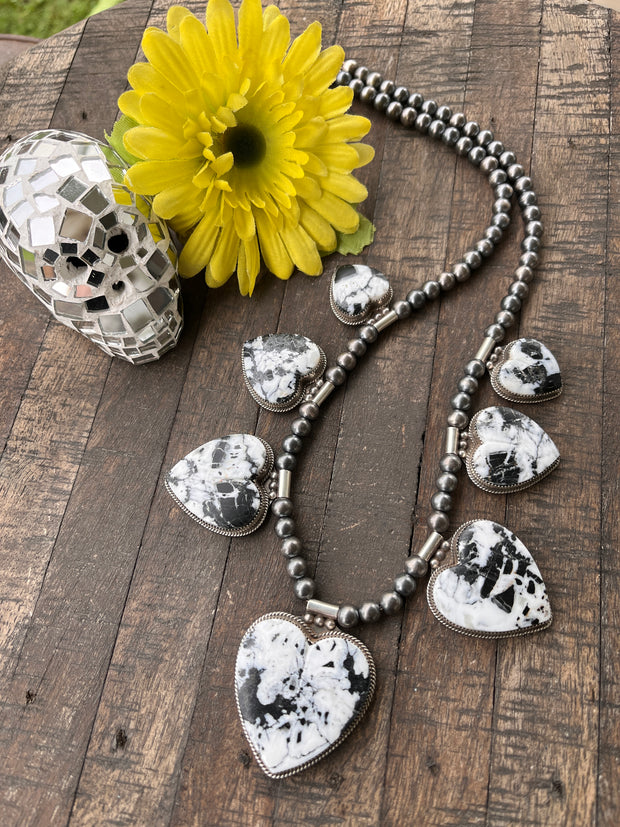 White Buffalo Heart Necklace