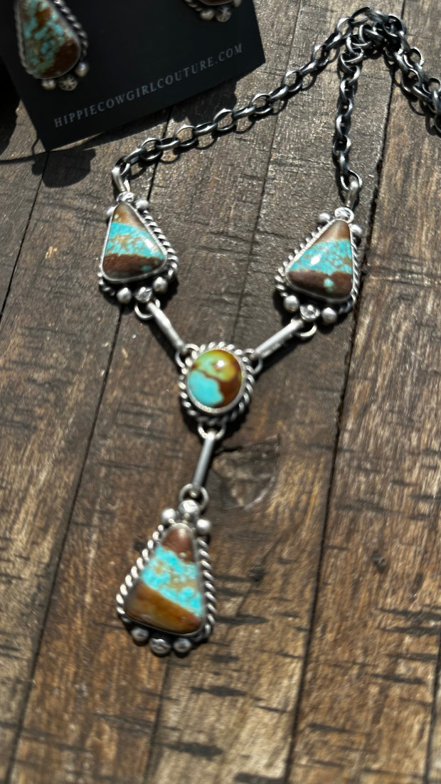 4 Stone Kingman Turquoise Mini Lariat Set- K