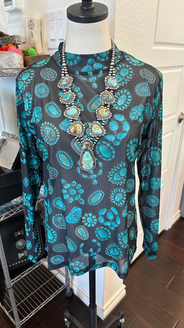 Turquoise Mesh Shirt