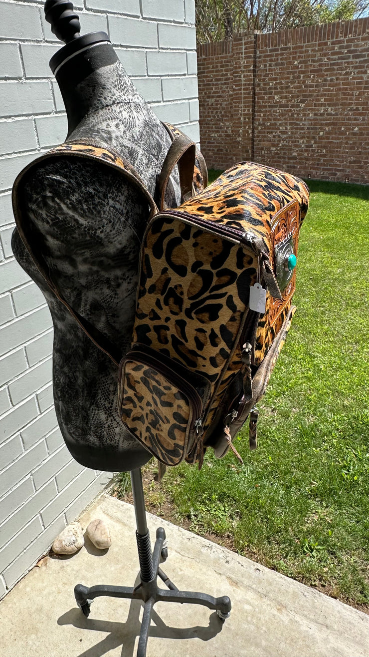 Leopard Cowhide Backpack