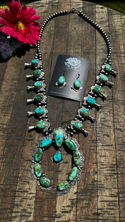 Sonoran Gold Turquoise Stamped Squash Blossom Set