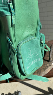 Boot Stitch Turquoise Leather Backpack