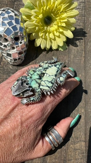 Variscite Horned Frog Ring