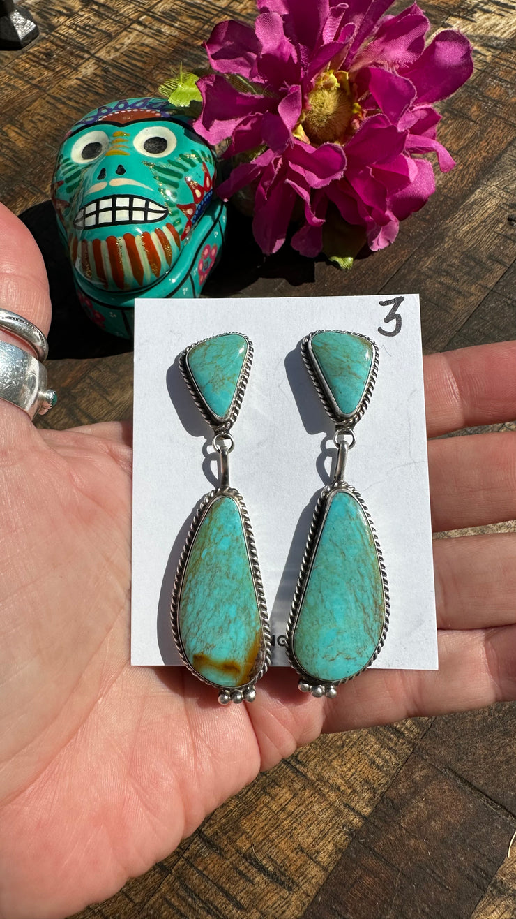 2 Stone Kingman Dangle Earrings #3