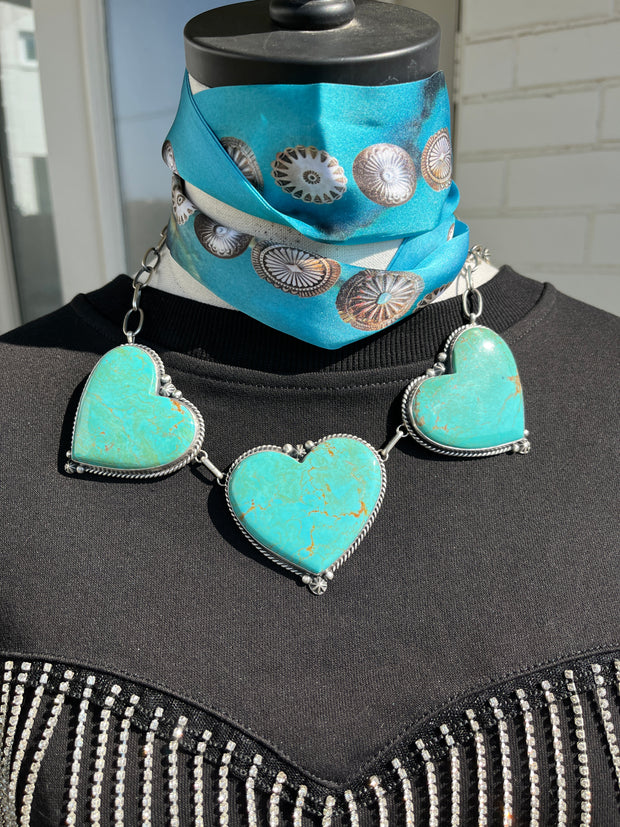 Kingman "Heart Throb" Triple Heart Necklace #2