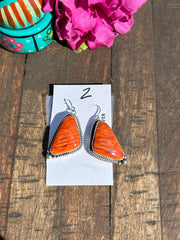 Orange spiny Dangle Earrings #2