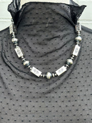 20 1/2" Stamped Navajo Pearl Necklace