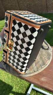 Checkerboard Cowhide and Leather Jewelry Box