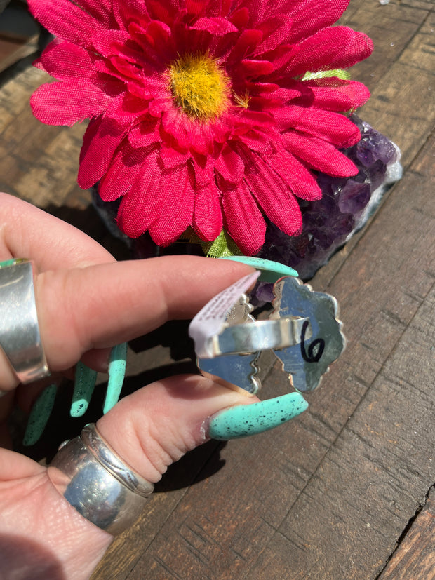 Adjustable "Cotton Candy" and Kingman Cluster Ring #6
