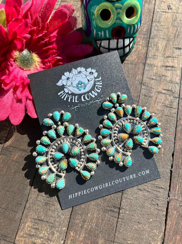 Green Naja Cluster Stud Earrings