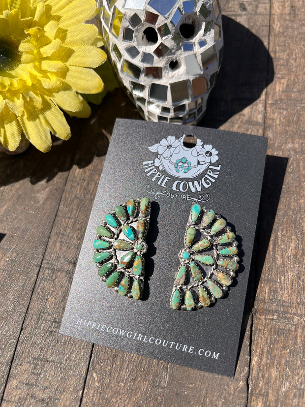 Green Kingman Half Cluster Stud