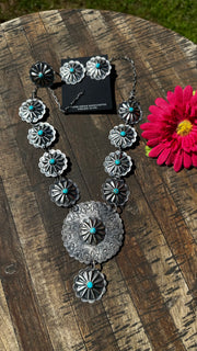 Sterling and Turquoise Concho Necklace Set