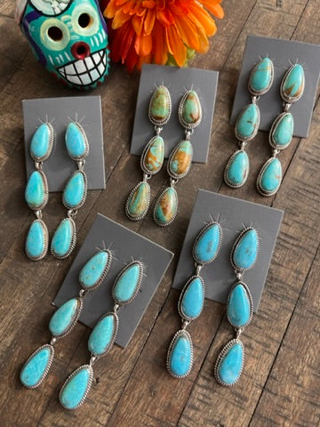 3 Stone Kingman Earrings 3a-3e