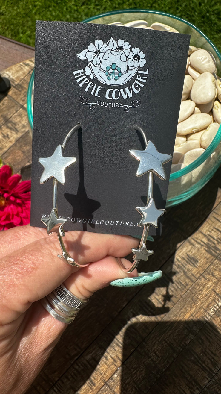 2 1/2" Star Hoop Earrings