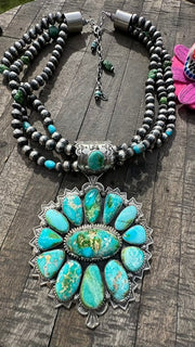 Multi Strand Pearl and Sonoran Gold Pendant Necklace #3