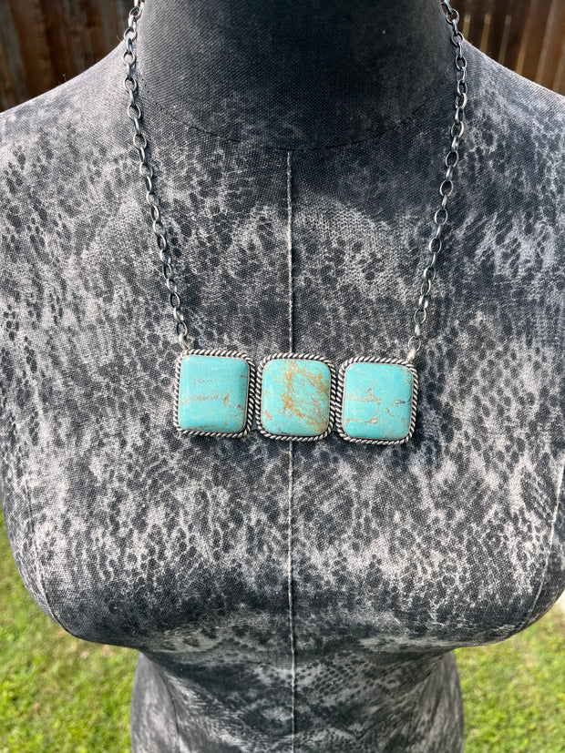 3 Stone Square Necklace #1-9