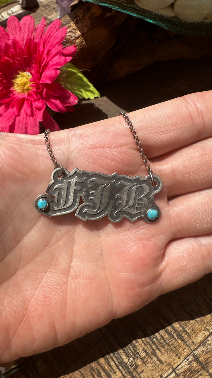 "FJB" Necklace with Kingman Turquoise