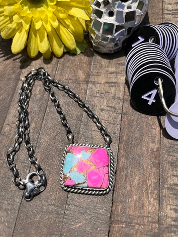 Square Cotton Candy Kingman Necklaces