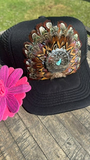 JJ’s XL Concho Dark Feather Turquoise Hat
