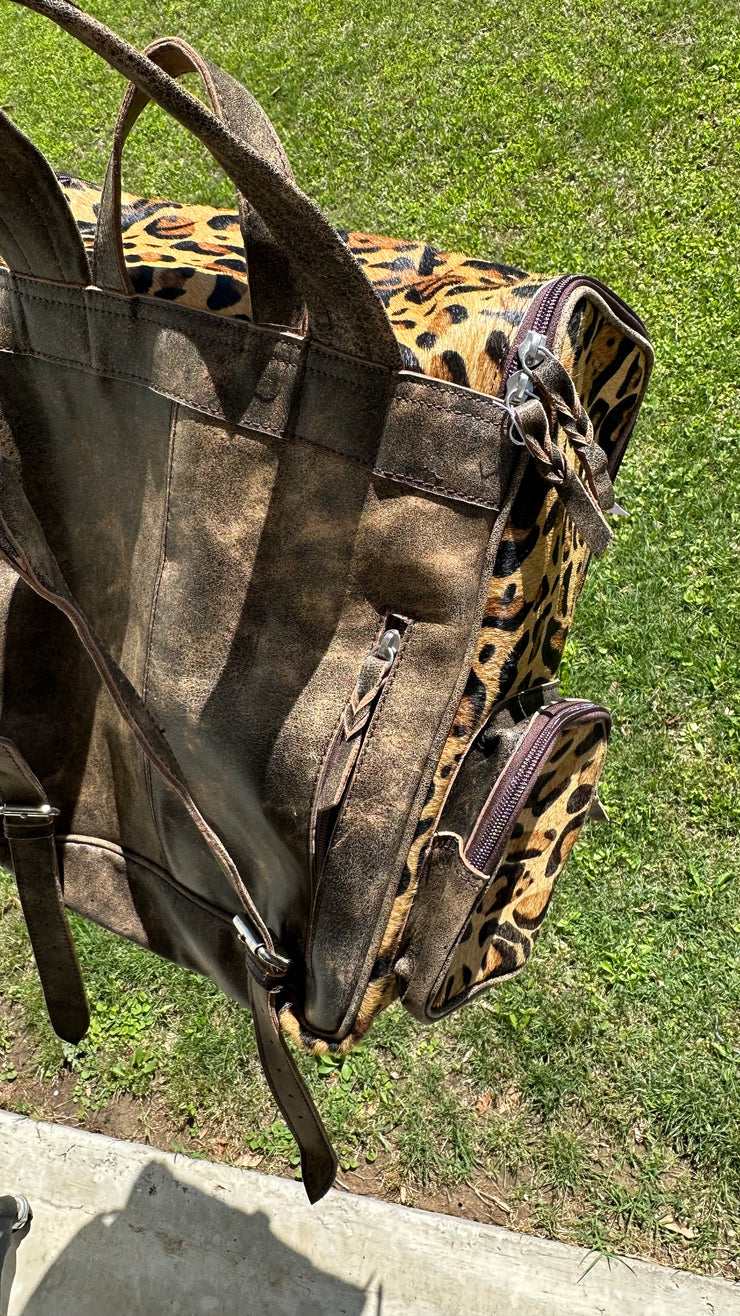 Leopard Cowhide Backpack