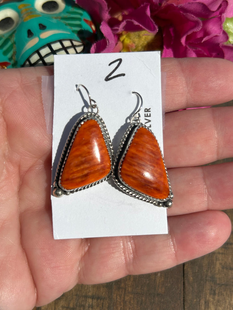 Orange spiny Dangle Earrings #2