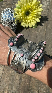 Pink Conch Saddle Cuff