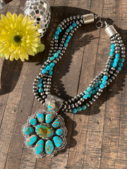 Royston Pendant on 4 Strand Bead Necklace