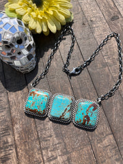 3 Stone Square Necklace #1-9