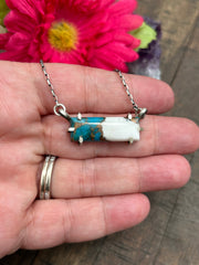 Waterproof Kingman White Buffalo Remix Bar Necklace #9