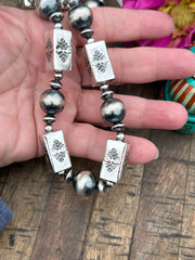 20 1/2" Stamped Navajo Pearl Necklace