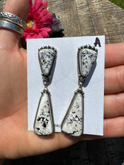 2 Stone White Buffalo Earrings- A