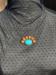 Kingman and Orange Spiny Necklace #1