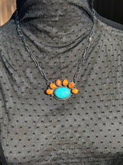 Kingman and Orange Spiny Necklace #2