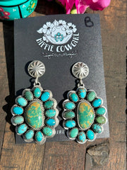 Kingman Turquoise Cluster Flower Earrings B