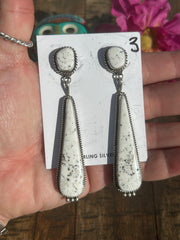2 Stone White Buffalo Dangle Earrings #3