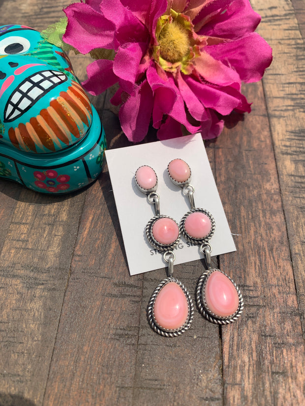 3 Stone "Cotton Candy" Earrings