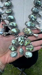 Palomino Variscite Squash Blossom Set