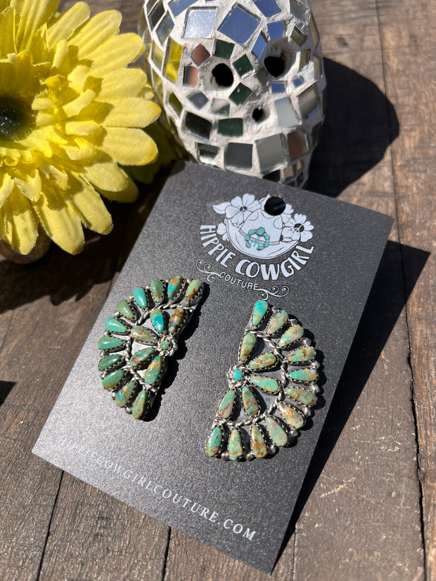 Green Kingman Half Cluster Stud