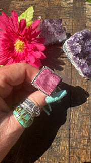 Adjustable Purple Spiny Square Ring #6