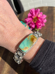 Stamped Royston Turquoise Cuff #2