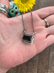 Black Onyx Bar Necklace