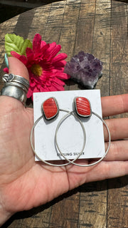 Red Spiny Hoop Studs #1