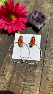 Orange Spiny Hoop Studs #3