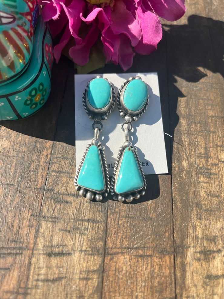 2 Stone Dangle Earrings