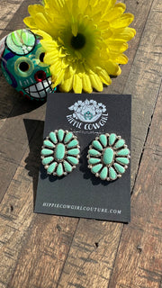 Green Kingman Turquoise Cluster Earrings