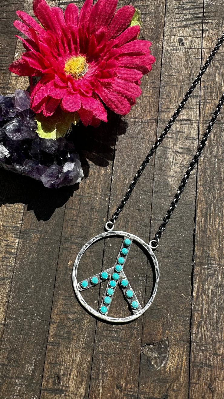 Blue HCC Peace Sign Necklace